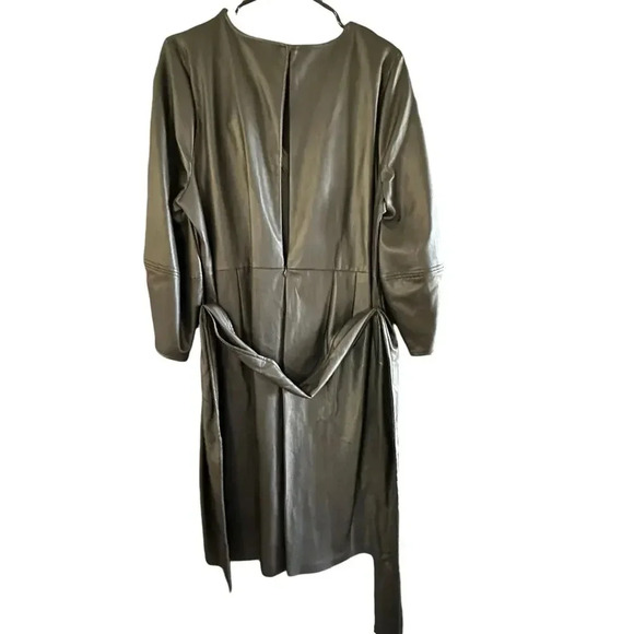 ELOQUII Elements Black Faux Leather Stretch Midi Dress Size 18 - Picture 4 of 5